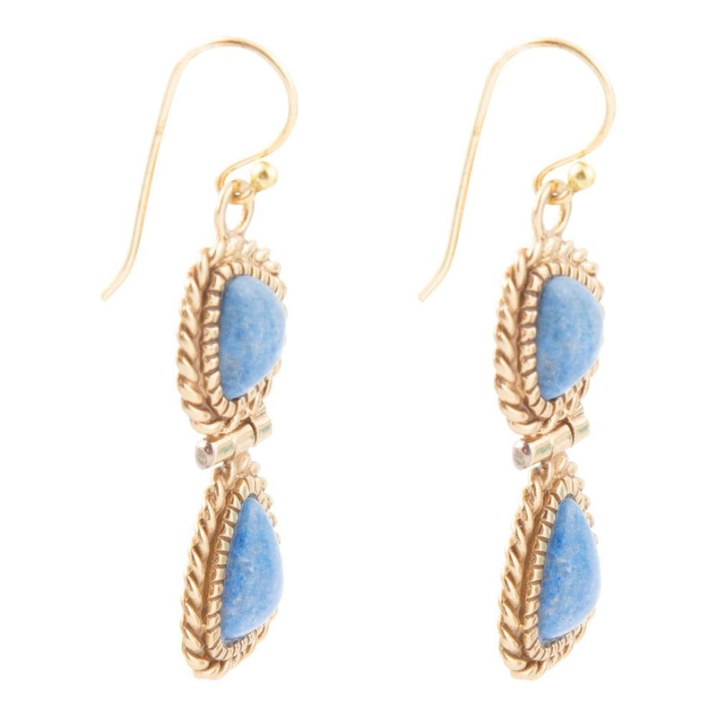 Roped Denim Blue Lapis Golden Drop Earrings - Barse Jewelry