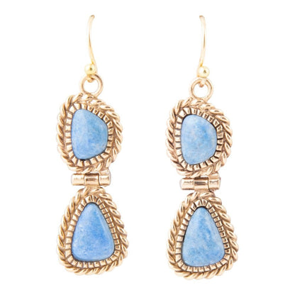 Roped Denim Blue Lapis Golden Drop Earrings - Barse Jewelry