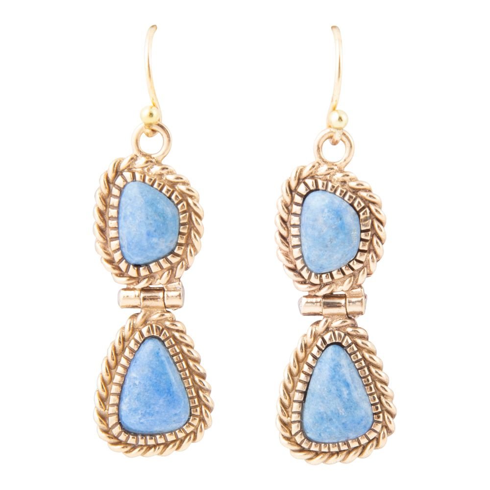 Roped Denim Blue Lapis Golden Drop Earrings - Barse Jewelry
