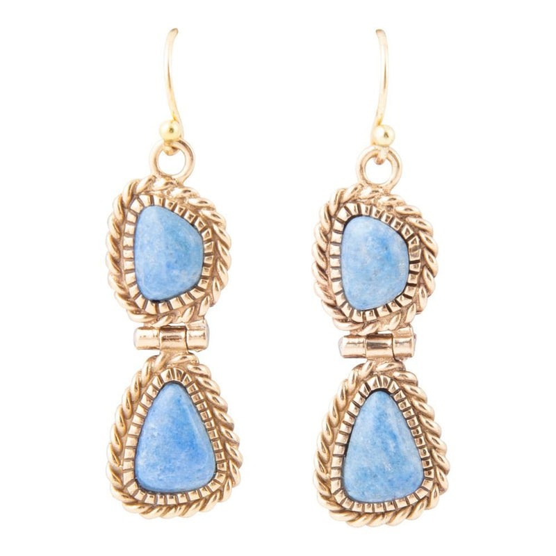 Roped Denim Blue Lapis Golden Drop Earrings - Barse Jewelry