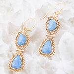 Roped Denim Blue Lapis Golden Drop Earrings - Barse Jewelry