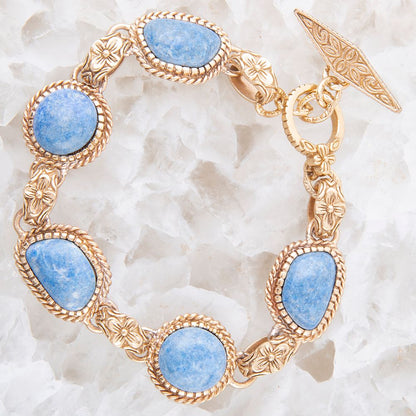 Roped Denim Blue Lapis Golden Link Bracelet - Barse Jewelry