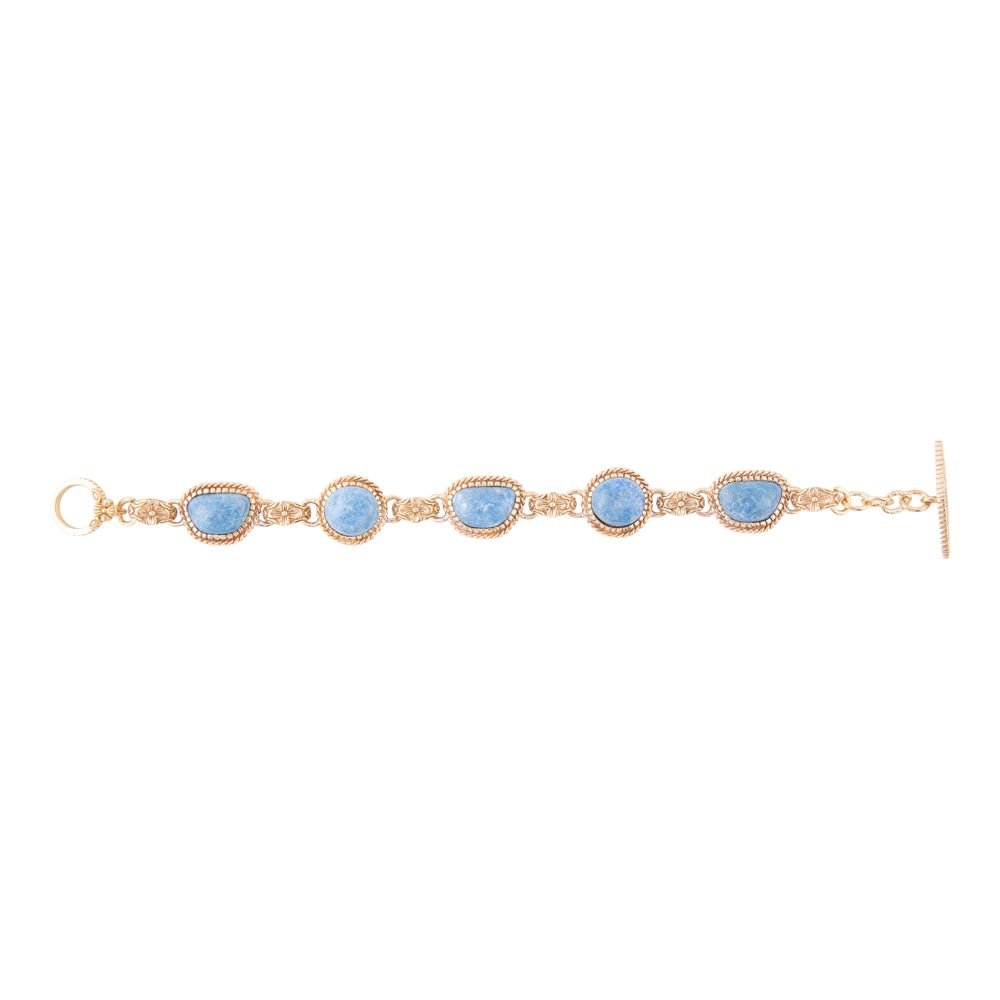 Roped Denim Blue Lapis Golden Link Bracelet - Barse Jewelry