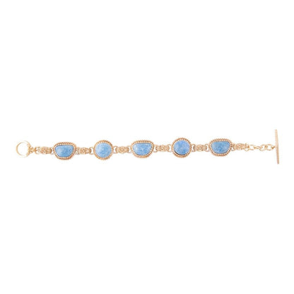 Roped Denim Blue Lapis Golden Link Bracelet - Barse Jewelry