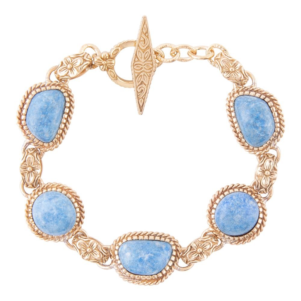 Roped Denim Blue Lapis Golden Link Bracelet - Barse Jewelry