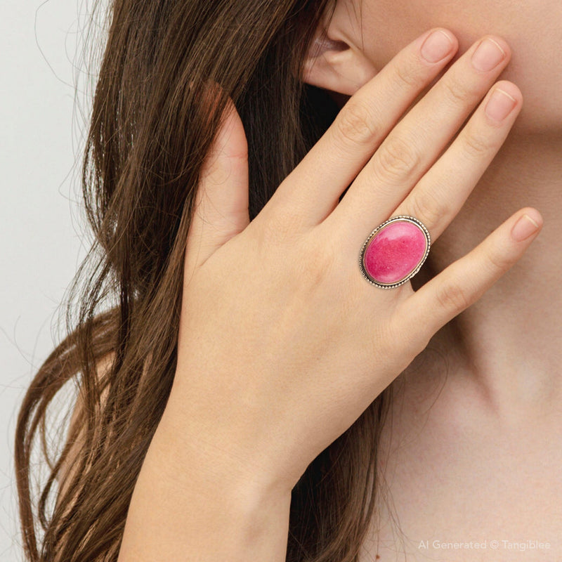 Rosie Pink Rhodonite and Golden Bronze Ring - Barse Jewelry