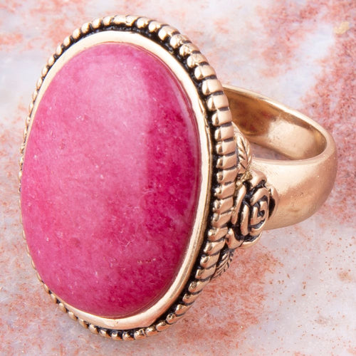 Rosie Pink Rhodonite and Golden Bronze Ring - Barse Jewelry