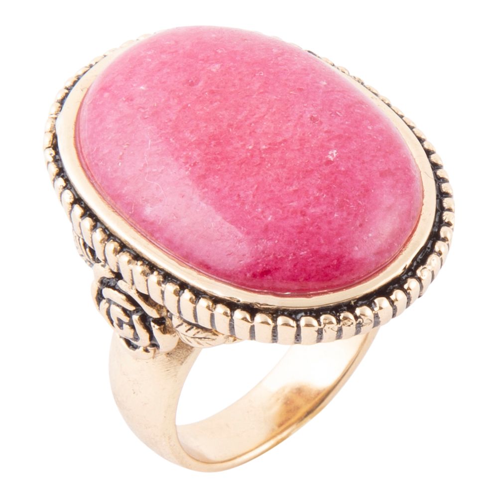 Rosie Pink Rhodonite and Golden Bronze Ring - Barse Jewelry