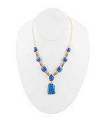 Royal Blue Lapis Golden Pendant Necklace - Barse Jewelry