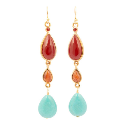 Santa Fe Blue Magnesite Golden Drop Earrings - Barse Jewelry