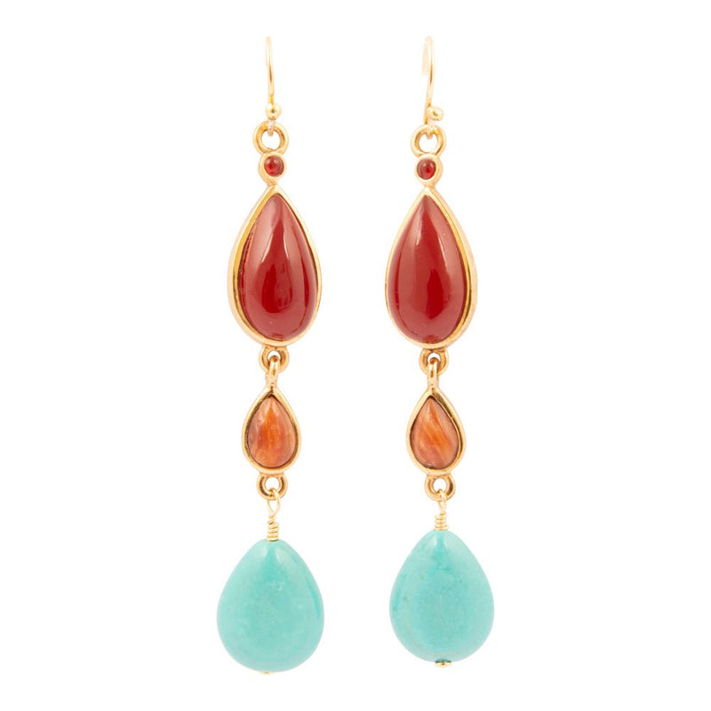 Santa Fe Blue Magnesite Golden Drop Earrings - Barse Jewelry