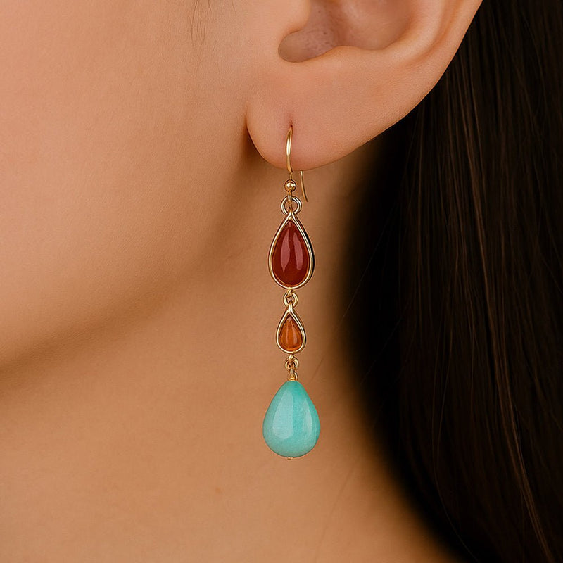 Santa Fe Blue Magnesite Golden Drop Earrings - Barse Jewelry