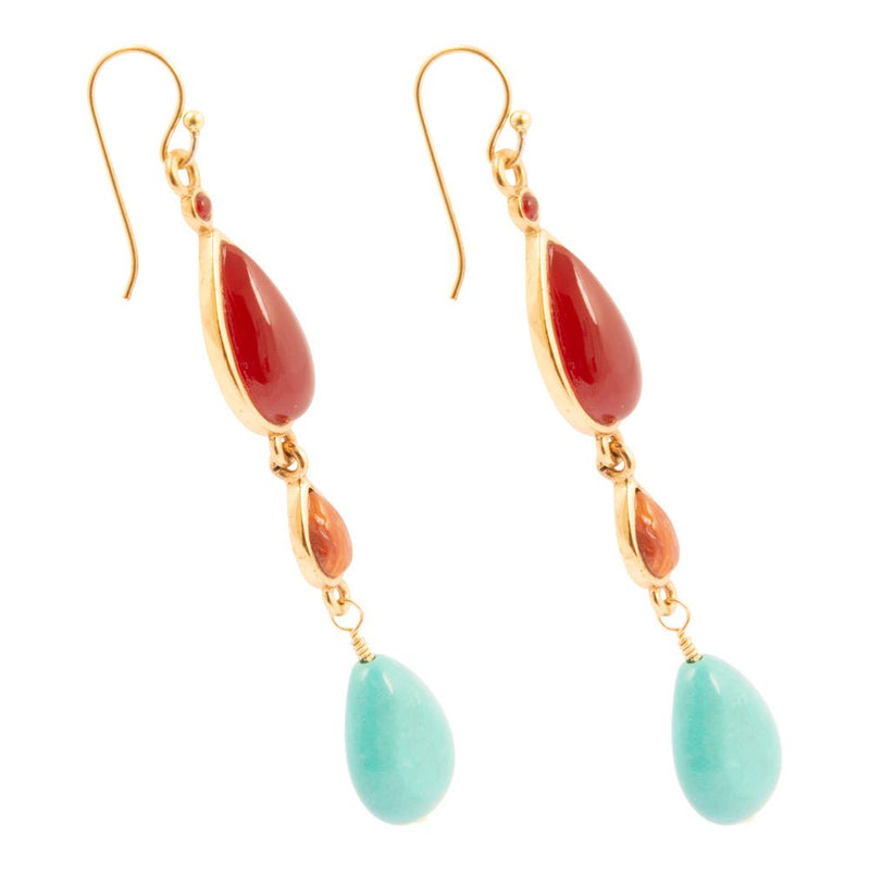 Santa Fe Blue Magnesite Golden Drop Earrings - Barse Jewelry