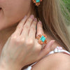 Santa Fe Blue Turquoise and Copper Opal Golden Statement Ring - Barse Jewelry
