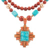 Santa Fe Blue Turquoise Golden Cross Pendant Necklace - Barse Jewelry