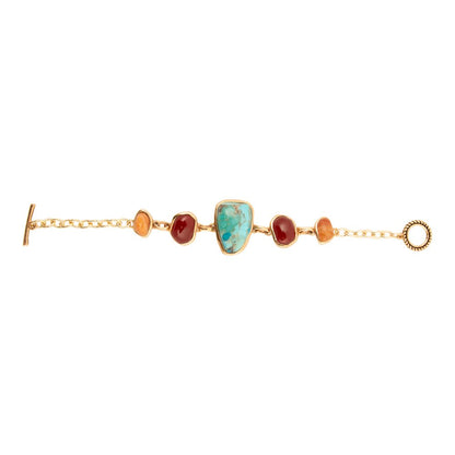 Santa Fe Blue Turquoise Golden Link Bracelet - Barse Jewelry