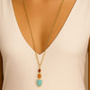 Santa Fe Blue Turquoise Golden Pendant Necklace - Barse Jewelry