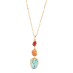 Santa Fe Blue Turquoise Golden Pendant Necklace - Barse Jewelry