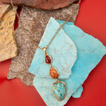 Santa Fe Blue Turquoise Golden Pendant Necklace - Barse Jewelry