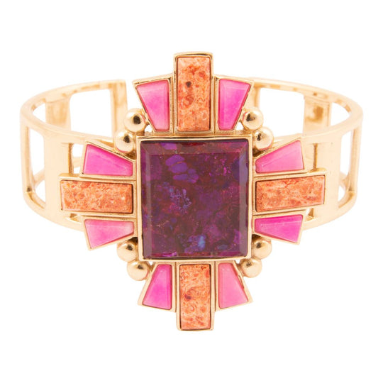 Santa Fe Purple Turquoise Golden Cuff Bracelet