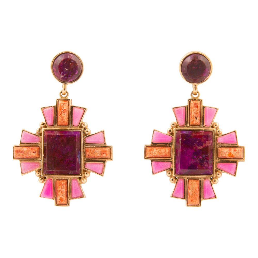 Santa Fe Purple Turquoise Golden Post Earrings - Barse Jewelry