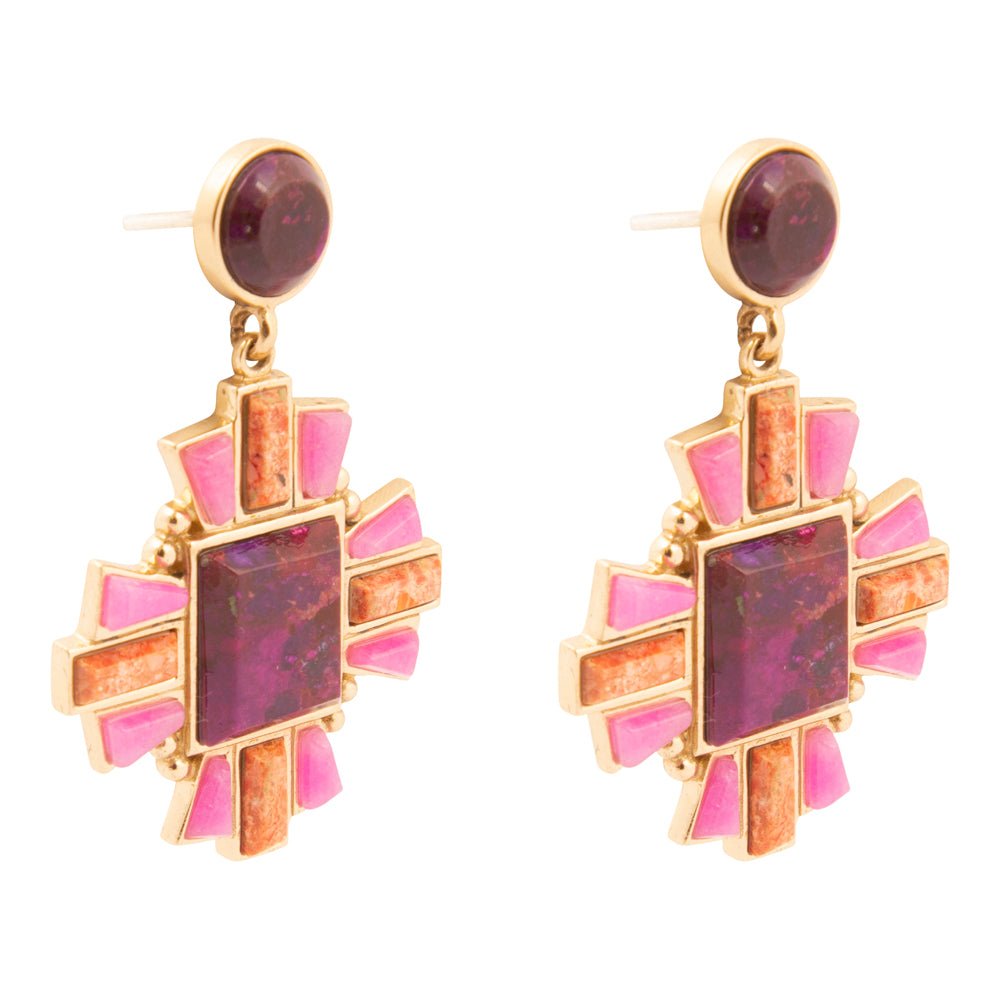 Santa Fe Purple Turquoise Golden Post Earrings - Barse Jewelry
