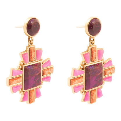 Santa Fe Purple Turquoise Golden Post Earrings - Barse Jewelry