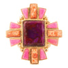 Santa Fe Purple Turquoise Golden Statement Ring - Barse Jewelry