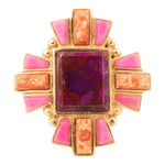 Santa Fe Purple Turquoise Golden Statement Ring - Barse Jewelry