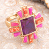 Santa Fe Purple Turquoise Golden Statement Ring - Barse Jewelry