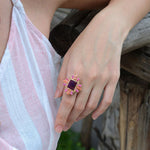 Santa Fe Purple Turquoise Golden Statement Ring - Barse Jewelry