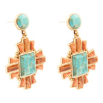 Santa Fe Turquoise and Copper Opal Post Golden Drop Earrings - Barse Jewelry