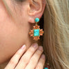 Santa Fe Turquoise and Copper Opal Post Golden Drop Earrings - Barse Jewelry