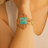 Santa Fe Turquoise and Copper Opal Statement Golden Cuff Bracelet - Barse Jewelry