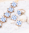 Santorini Blue and White Tile Golden Statement Ring - Barse Jewelry