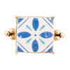 Santorini Blue and White Tile Golden Statement Ring - Barse Jewelry