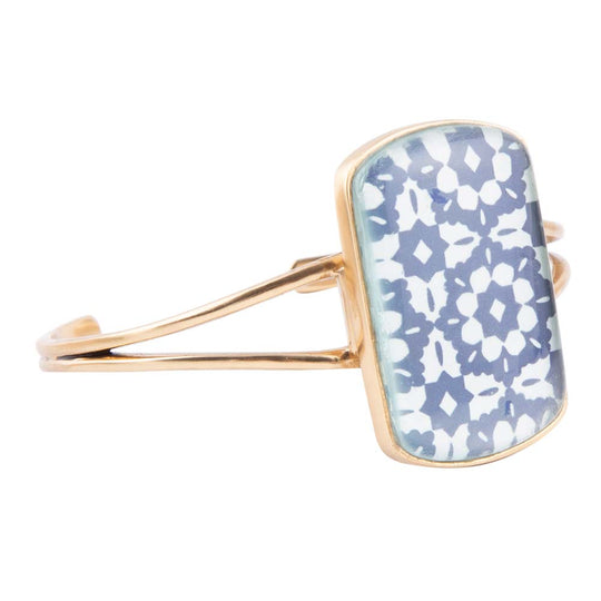 Santorini Cobalt Blue and White Golden Cuff Bracelet