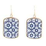 Santorini Cobalt Blue and White Golden Earrings - Barse Jewelry