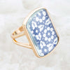 Santorini Cobalt Blue and White Golden Ring - Barse Jewelry