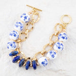 Santorini Cobalt Blue Lapis and Golden Bracelet - Barse Jewelry