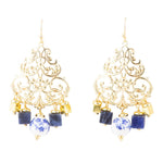 Santorini Cobalt Blue Lapis and Golden Chandelier Earrings - Barse Jewelry