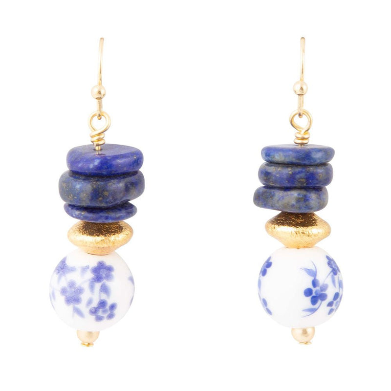 Santorini Cobalt Blue Lapis Drop Earrings - Barse Jewelry