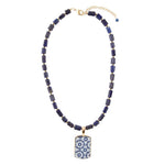 Santorini Cobalt Blue Lapis Golden Necklace - Barse Jewelry
