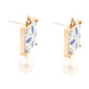 Santorini Dreams Tile Freshwater White Pearl Post Golden Earrings - Barse Jewelry