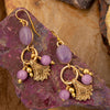 Sari Purple Quartz Golden Cluster Drop Earrings - Barse Jewelry