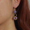 Sari Purple Quartz Golden Cluster Drop Earrings - Barse Jewelry