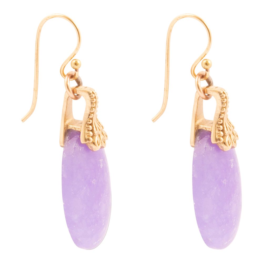 Sari Purple Quartz Golden Drop Earrings - Barse Jewelry
