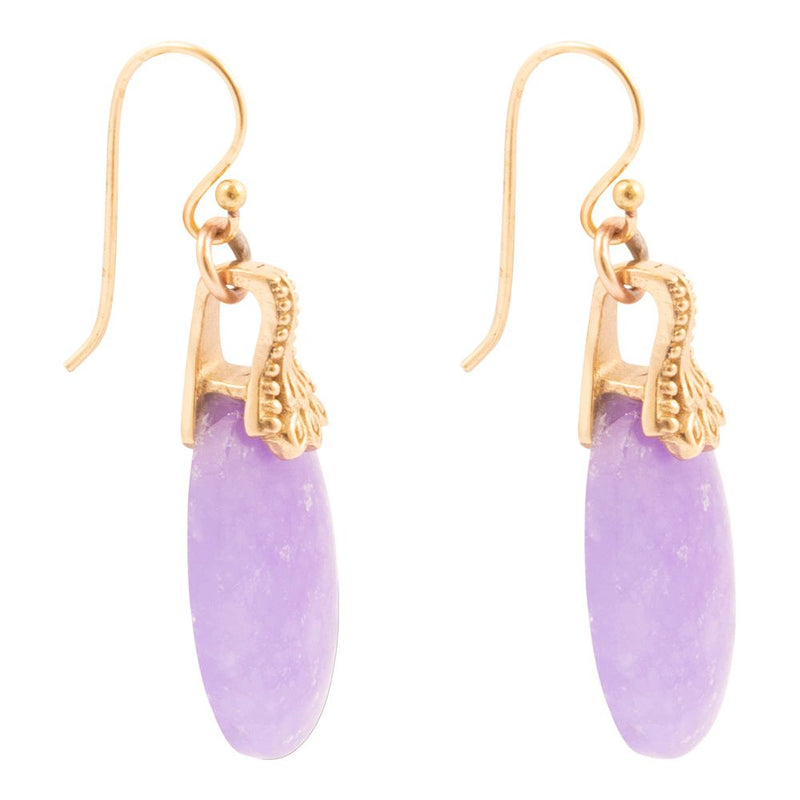 Sari Purple Quartz Golden Drop Earrings - Barse Jewelry