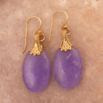 Sari Purple Quartz Golden Drop Earrings - Barse Jewelry