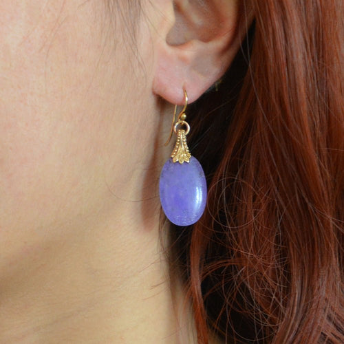 Sari Purple Quartz Golden Drop Earrings - Barse Jewelry